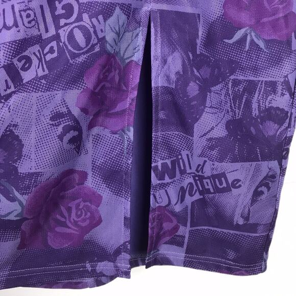 Torrid Betsey Johnson Mesh Pencil Skirt Front Slit Lined Purple Floral Size 2 2X - Picture 3 of 6